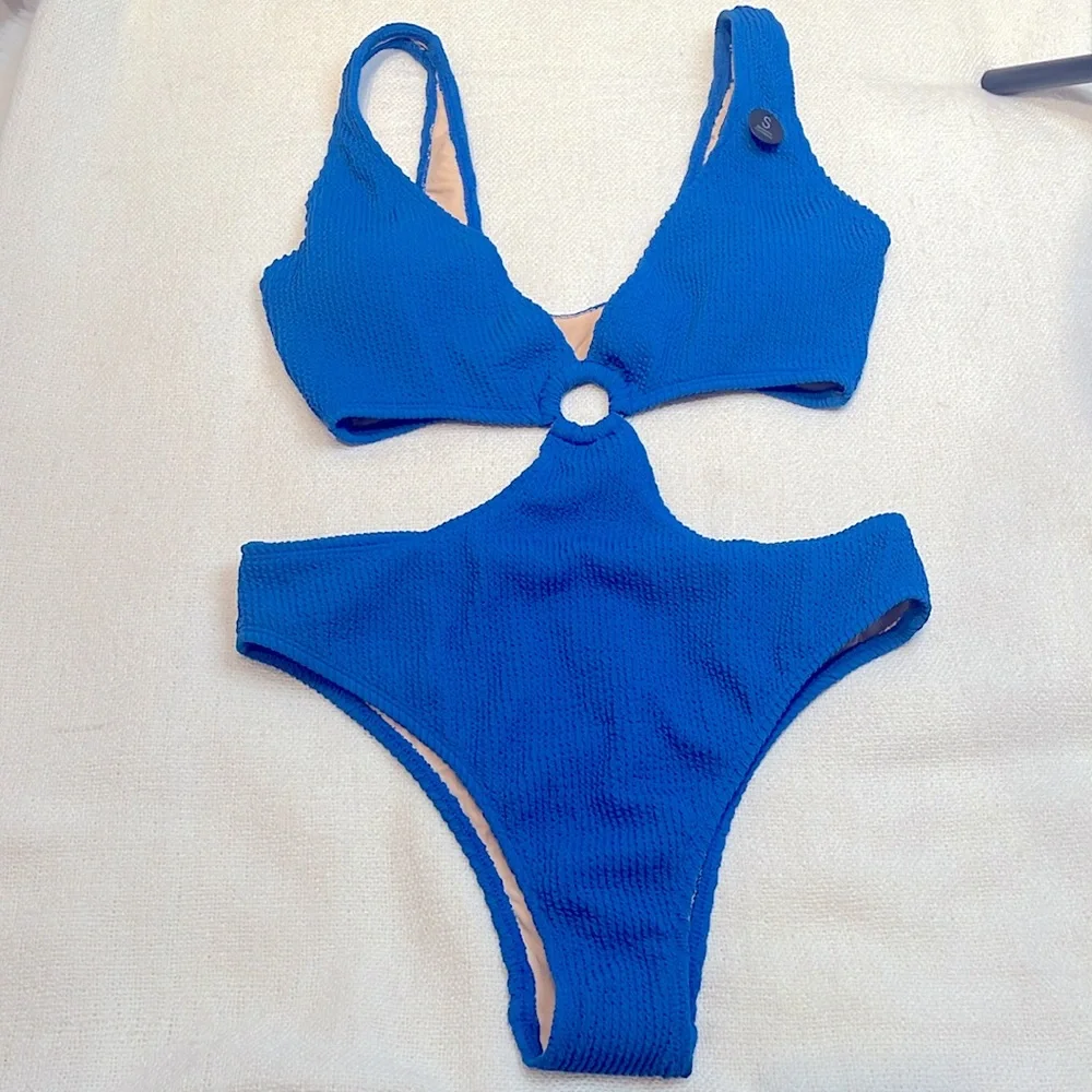 Cotton‎ On cutout blue one piece swimsuit size S ribbed bikini